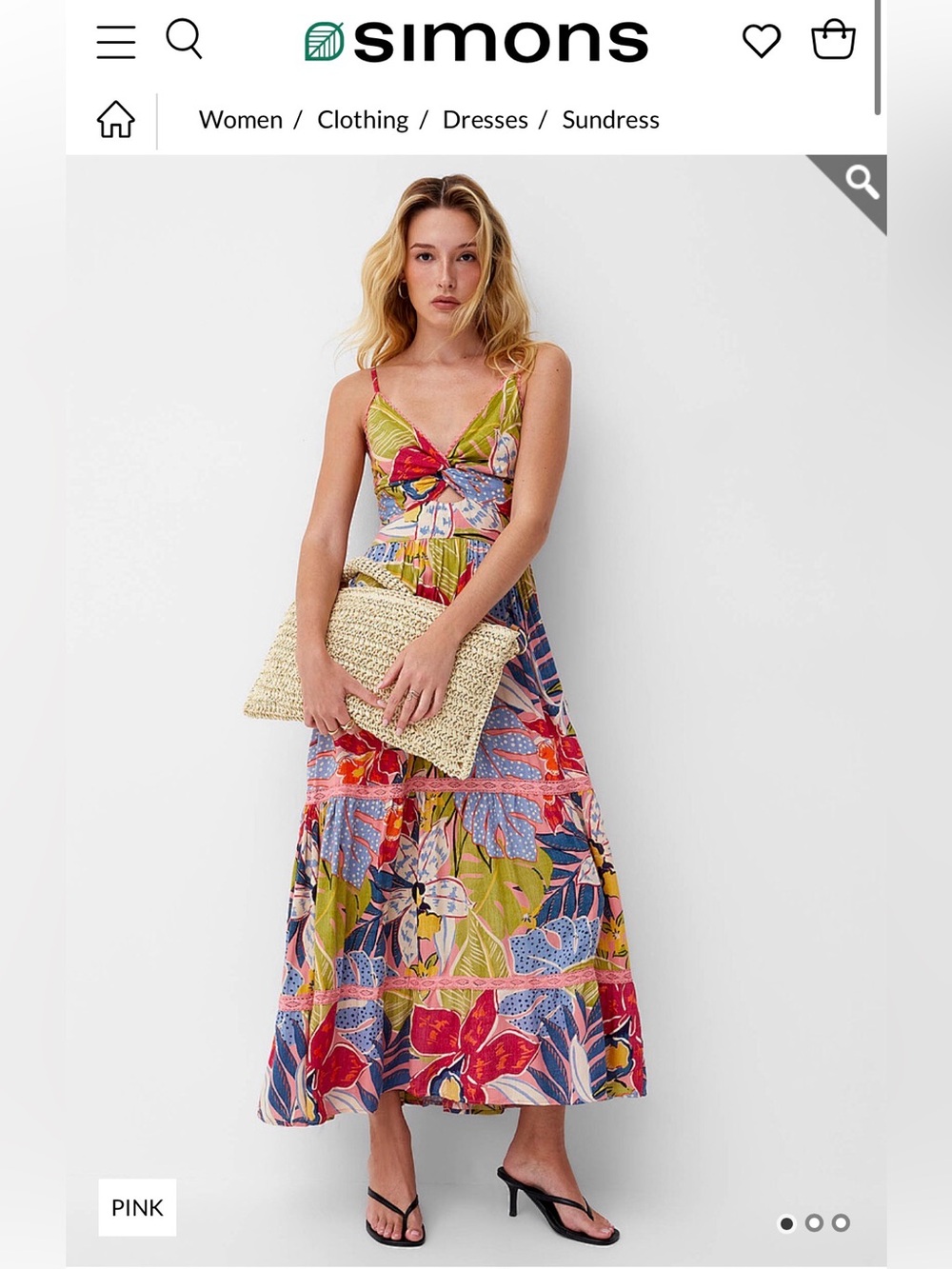 ICONE/Angie brand Floral Tie-Front Maxi Dress - Multi coloured